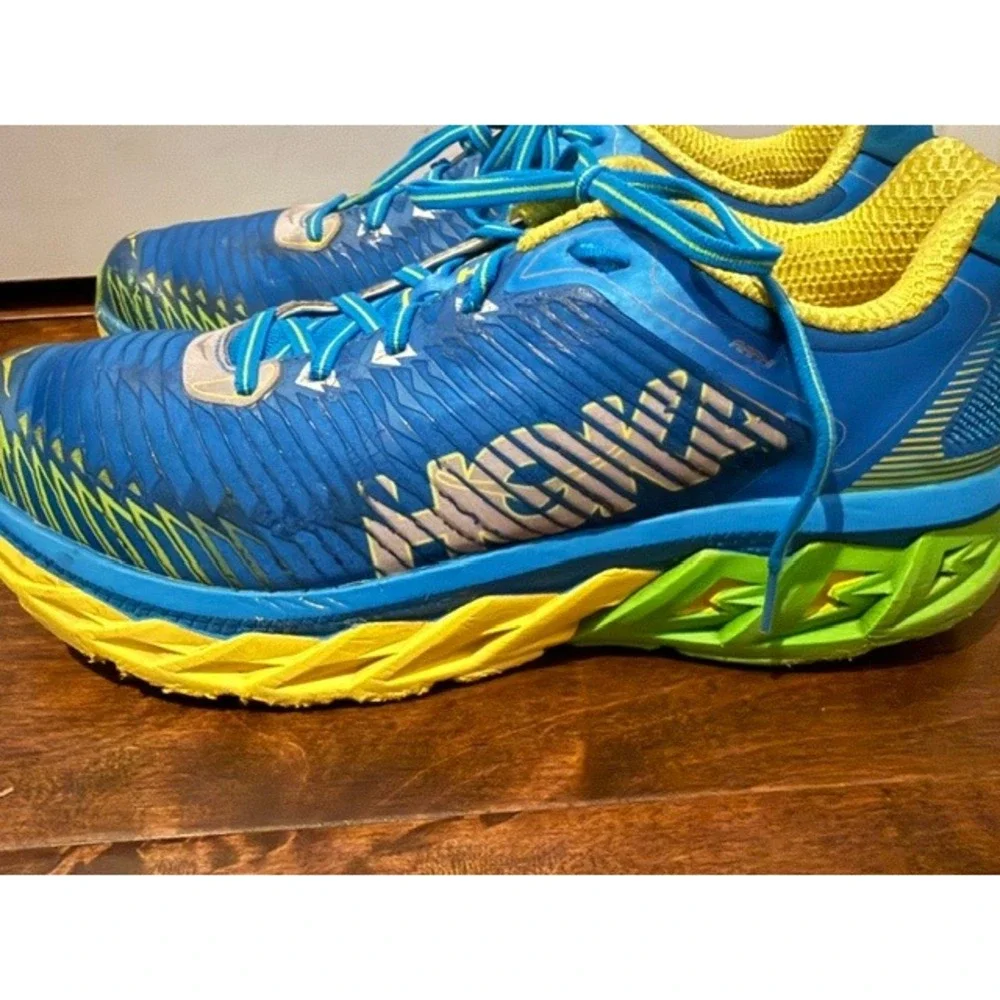 Hoka One One Arahi Blue Blazing Yellow Running Shoes Mens Sz 11.5